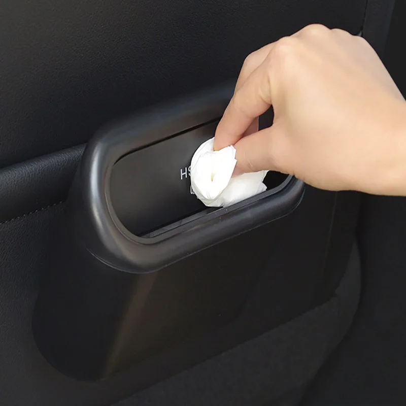 

Car Trash Bin Hanging Vehicle Garbage Dust Case Storage Box Black Abs Square Pressing Type Trash Can Auto Interior Accessories