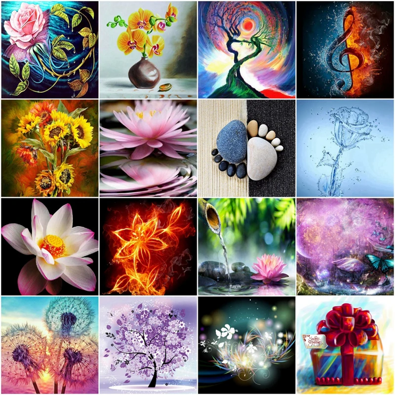 

5D DIY Diamond Painting Flower Crystal Diamond Painting Cross Stitch Floral Basket Beautiful Needlework Home DecorativeKit 16pcs