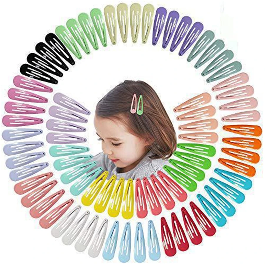 

25/50/100pcs/lot Hairpins Hair Clips Pins Hairgrip Candy Colorful Snap Waterdrop Kids Hair Accessories For Women Random BCC05