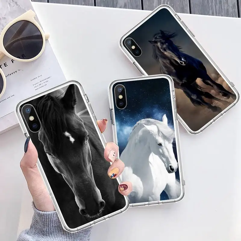 

Fine Horse Art animal Phone Case Transparent soft For iphone 12 11 13 7 8 6 s plus x xs xr pro max mini