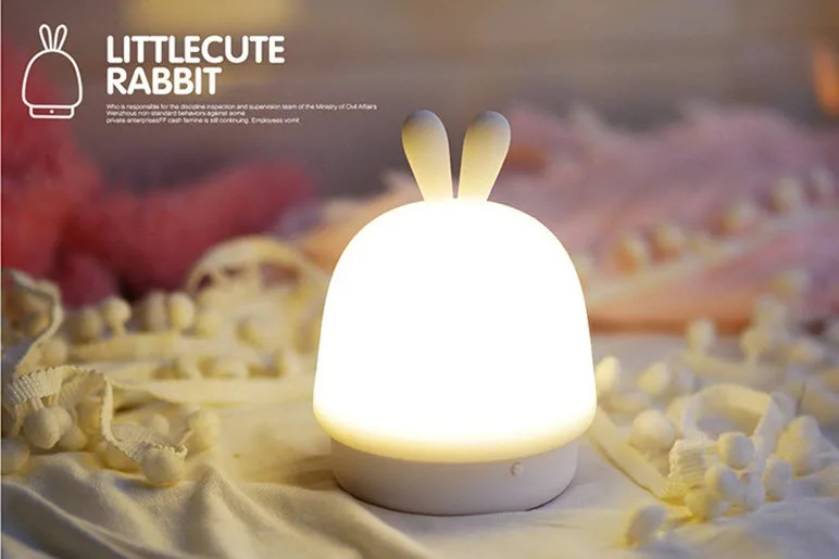 

LED bed lamp cartoon rabbit USB light silicone material cartoon lamp for gift