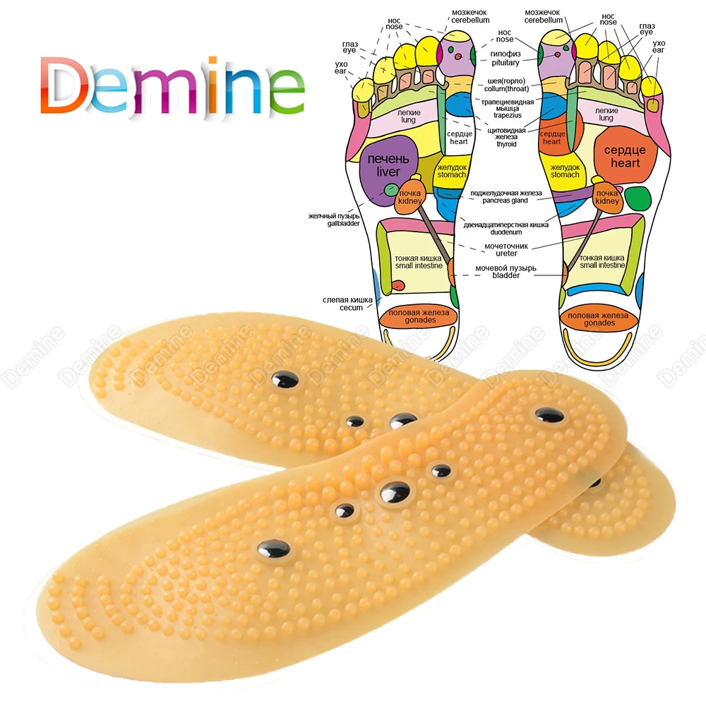 

2 Pairs Massage Insoles for Women Slimming Foot Acupressure Shoe Pads Weight Loss Magnetic Massager Feet Sole Gel Care Inserts