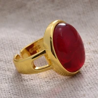 30 silver plated retro yellow gold color red agate ladies ring original jewelry for women birthday gift