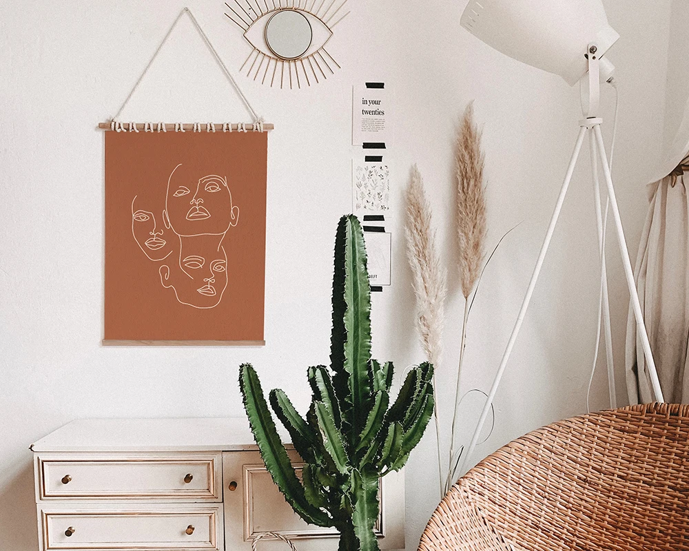 Художественная печать с женскими лицами | Рисунок женской линией лица Искусство