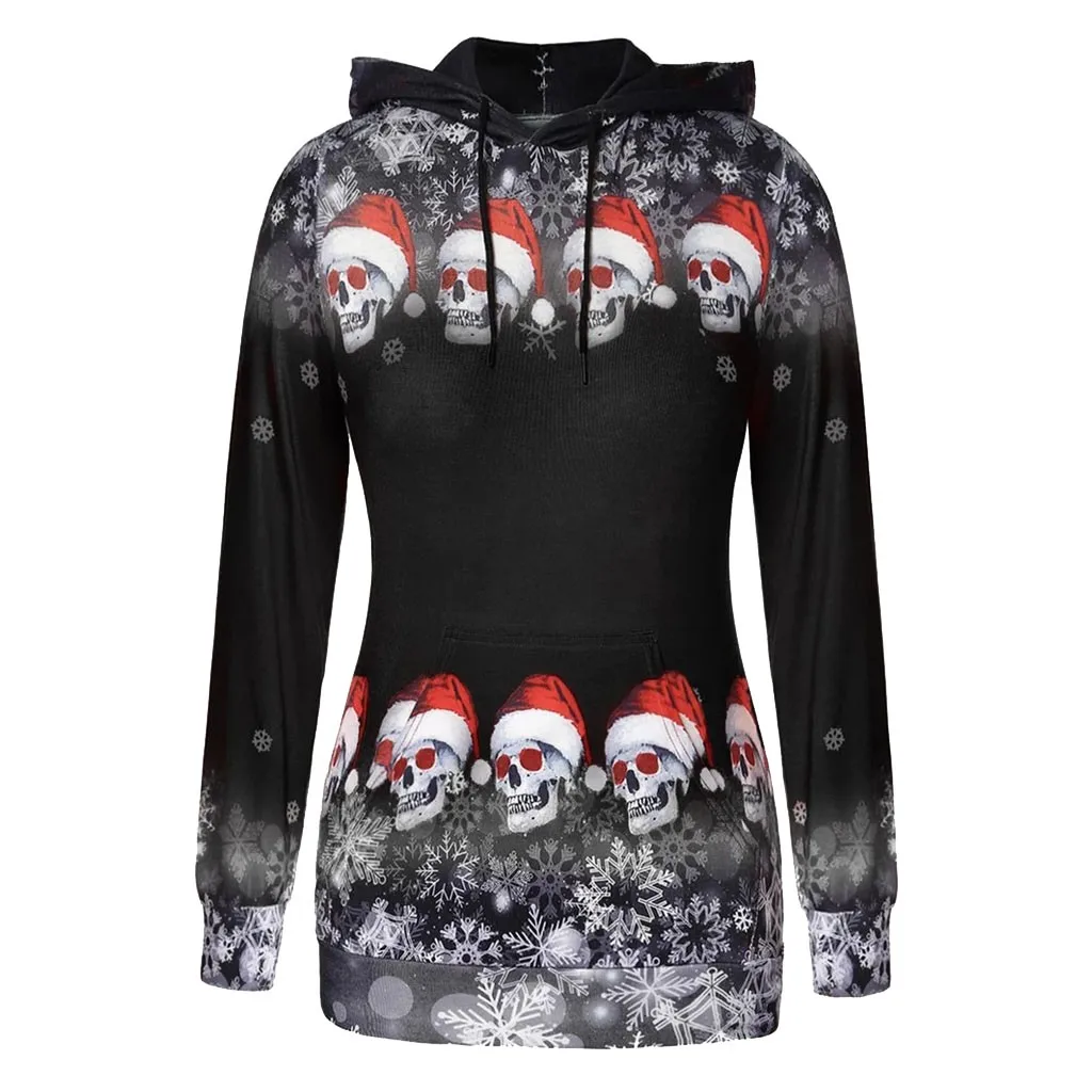 Frenuluum пуловер толстовки с капюшоном Рождественские Топы женские черепа пуловеры