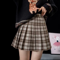 wool pleated skirt plaid high waist skirt vintage plaid skirt pleated mini skirt harajuku skirt skater skirt korean skirt