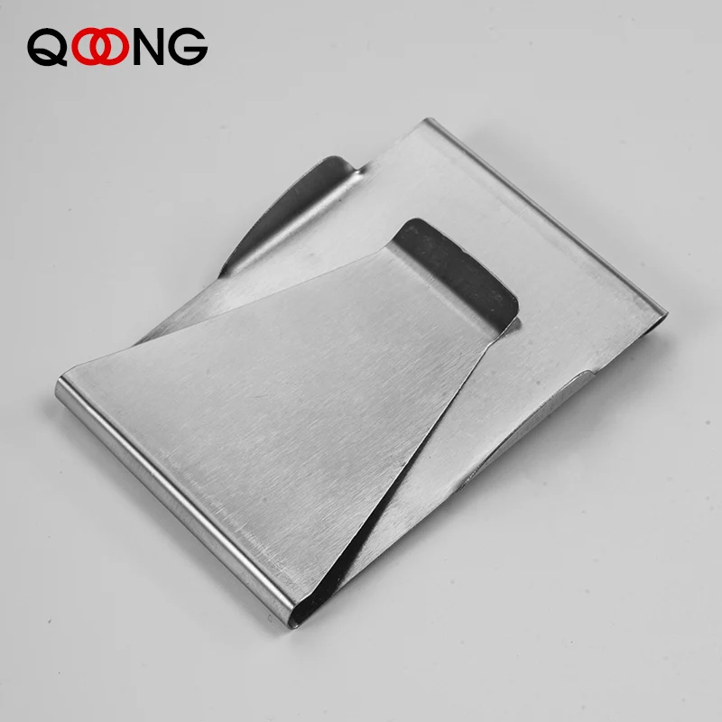 Двусторонний тонкий бумажник QOONG из нержавеющей стали с надписью на заказ зажим