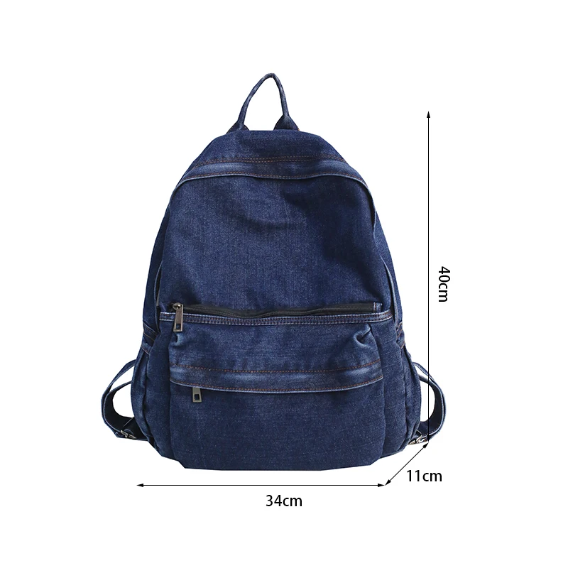 

Simple Male Denim Casual Backpack Unisex College Student School Backpack Large Capacity Outdoors Travel Women's Bag Men's Bag