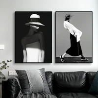 modern minimalist black and white figure women photography canvas painting sofa background wall picture poster room home decor