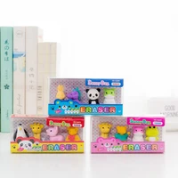 4 pcs kawaii eraser cute animal panda pencil eraser creative accessories korean stationery office school supplies