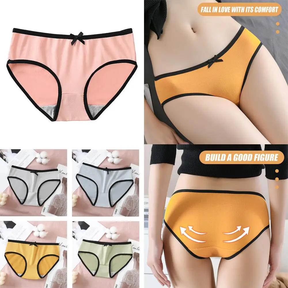 

1PC Women's Sweet Students Korean Simple Panties Seamless Panties Fashion Briefs Middle Waist Cute Underpants Lingerie