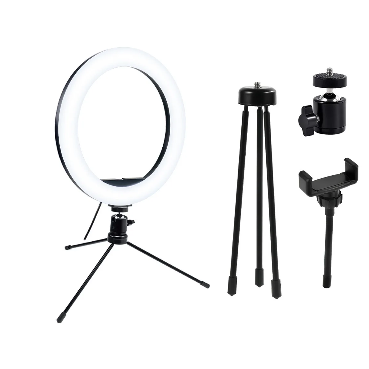 Кольцевой светильник для селфи с треногой 10 дюймов приглушаемый светодиодный