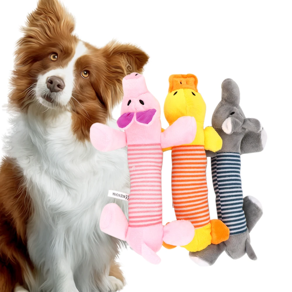 Fit for All Pets Dog Cat Fleece Toys Popular Squeak Chew Sound Dolls Elephant Duck Pig Pet Funny Plush Toys