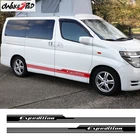 2 шт. экспедиция графика боковая юбка автомобиля Декор наклейки авто корпус дверь Спорт Полосы Виниловые наклейки для Nissan Elgrand