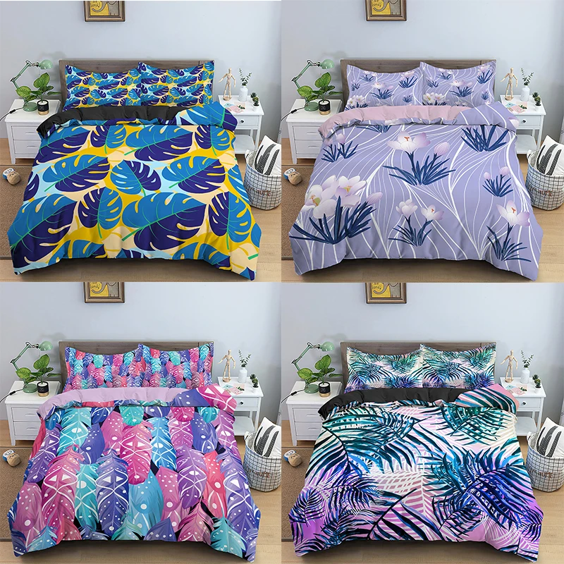 Красочные постельные принадлежности с изображением листьев комплекты