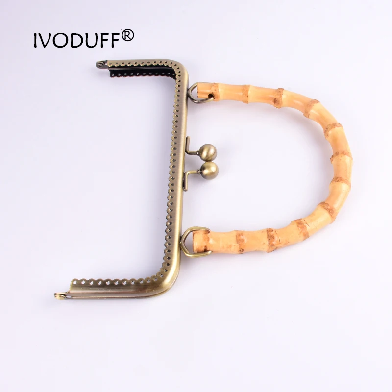 8 inch Bamboo Handle Purse Frame, Metal Kiss Frame With Bamboo Handle 1 piece