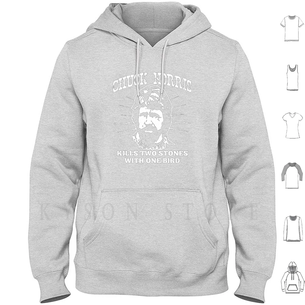 Чак Норрис убивает два камня с Одной Птицей Толстовка длинным рукавом Карлос Рэй