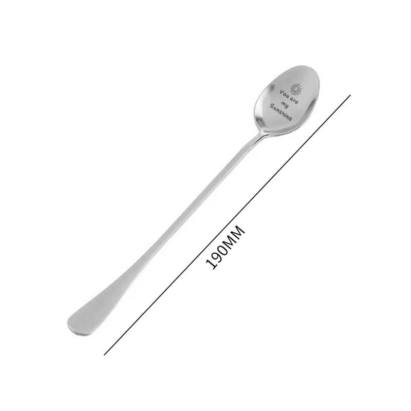 

Dessert Spoon New Year Gift Household Use Teaspoon Lettering Coffee Spoon Long Handle Coffee Tea Ice Cream Tableware Valentine