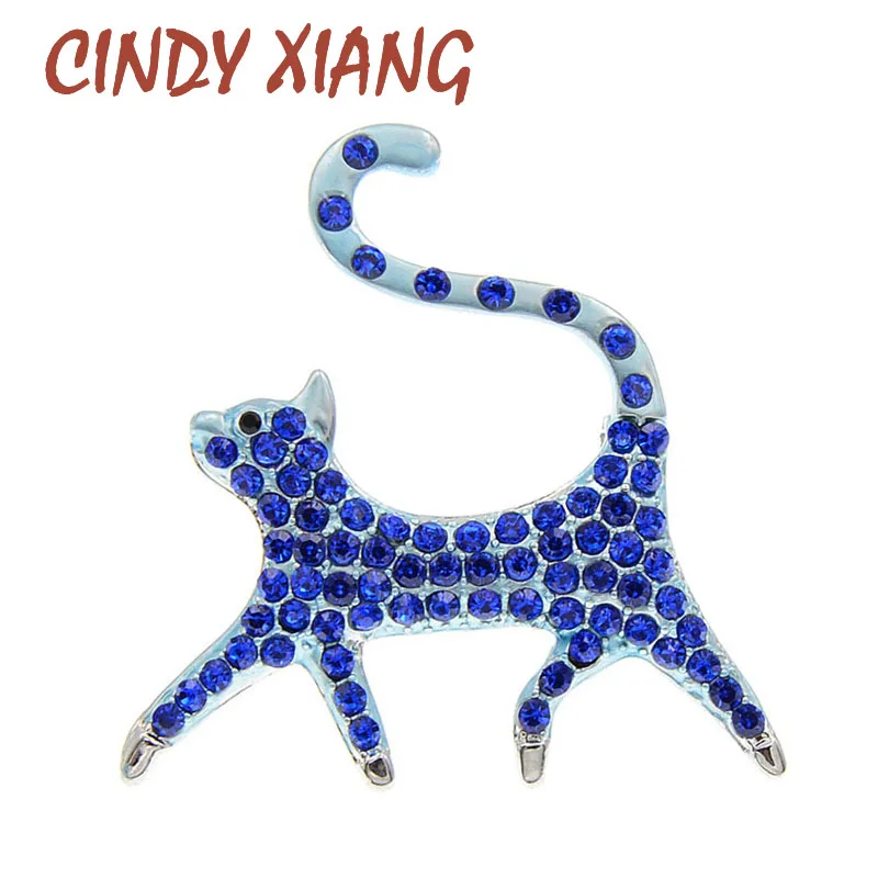 

CINDY XIANG Rhinestone Cat Brooch Kitty Pin Brooches For Women Animal Jewelry Fashion Accessories Kids Badges 3 Colors Choose
