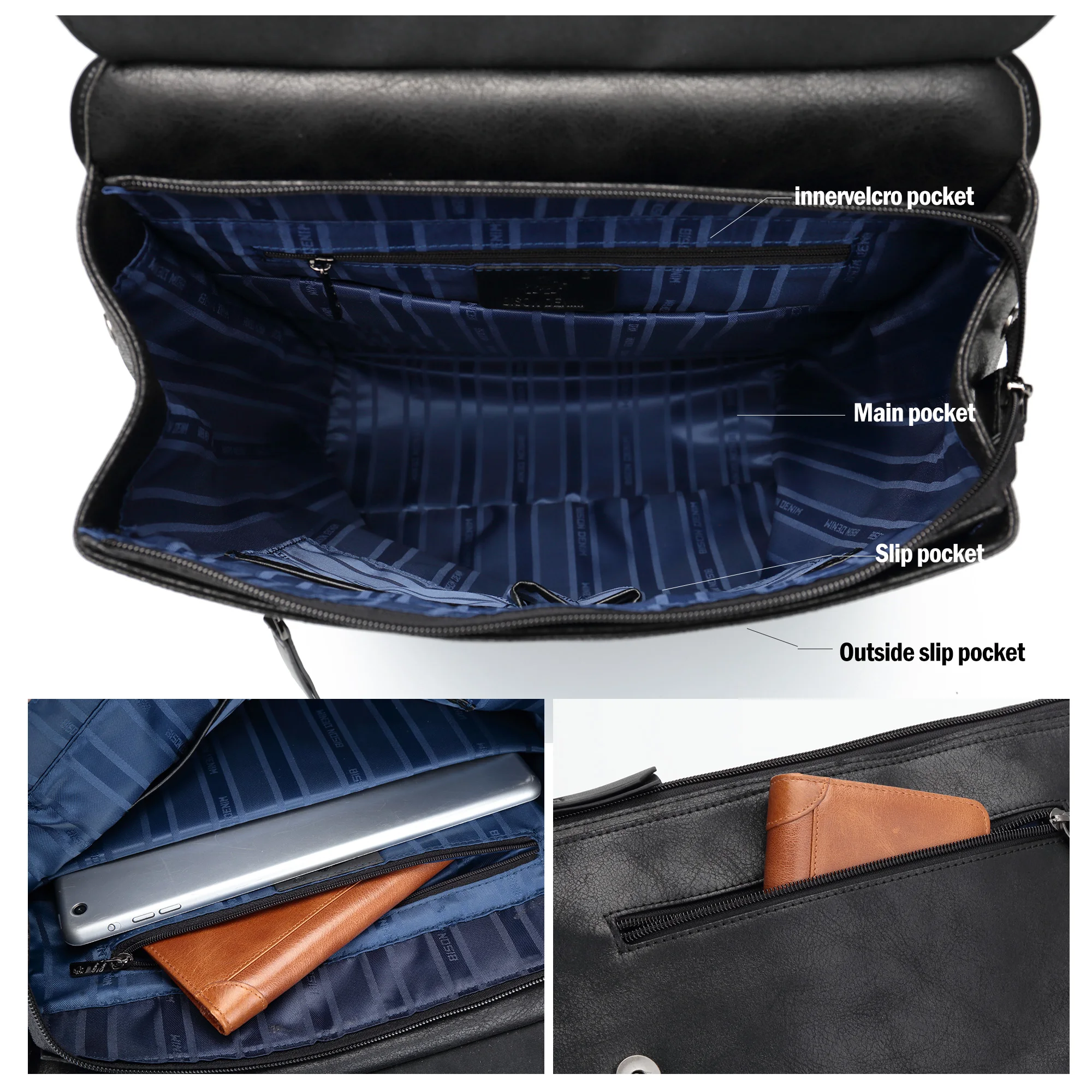BISON DENIM Большой Вместительный рюкзак 14 дюймов рюкзаки для ноутбука подростка