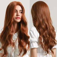 alan eaton long water wave wig middle part red brown orange copper heat resistant synthetic hair wigs for women african american