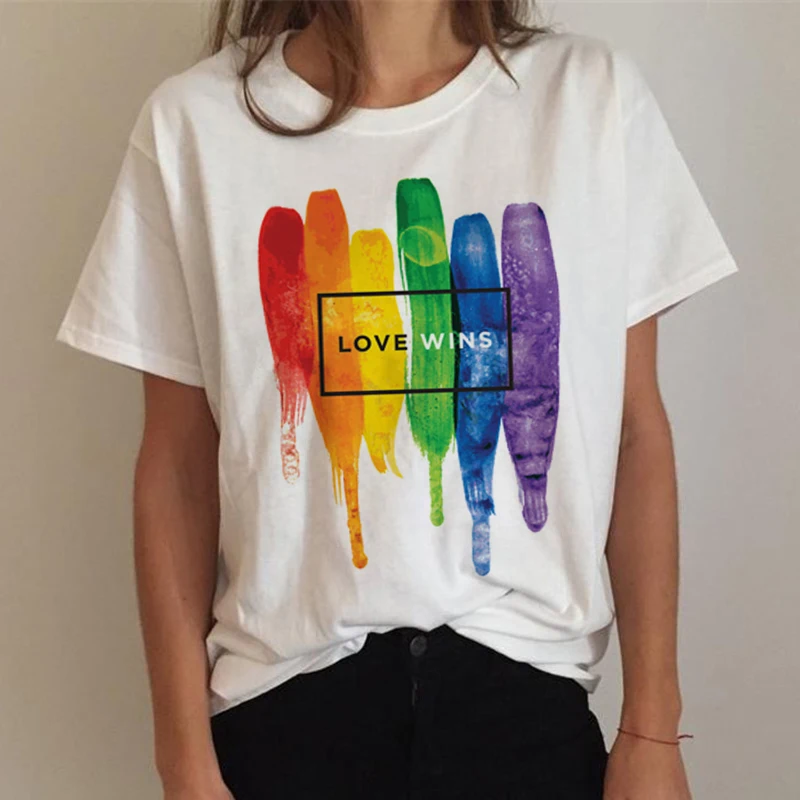 

Lgbt T Shirt Women Gay Pride Shirt Lesbian Rainbow T-shirt Harajuku Ullzang Funny Tshirt 90s Graphic Love Female Top Tee