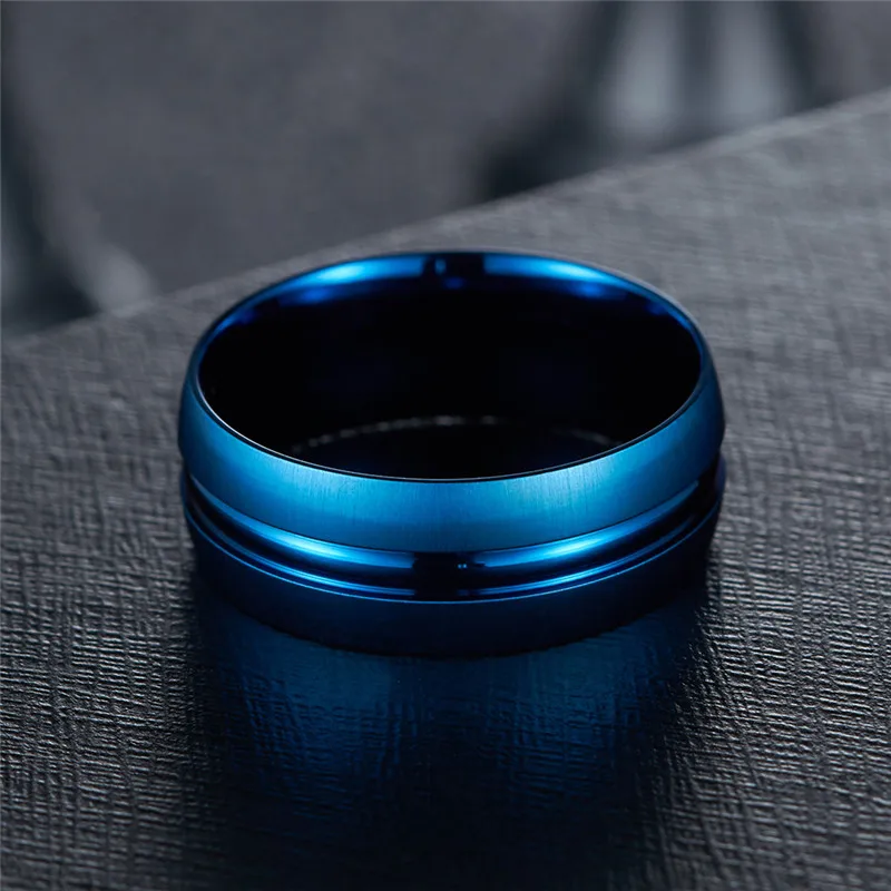 Модное мужское кольцо из вольфрамовой стали в стиле панк матовый синий/Новинка