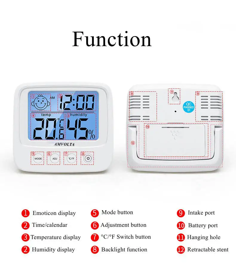 lcd digital temperature humidity meter backlight home indoor electronic hygrometer thermometer weather station baby room free global shipping