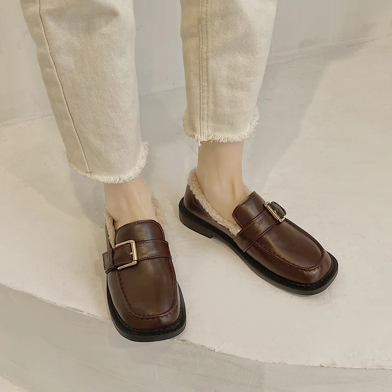 

Туфли-оксфорды женские в британском стиле, лоферы, повседневная обувь, без застежки, квадратный носок, модные, в стиле преппи, осень 2021