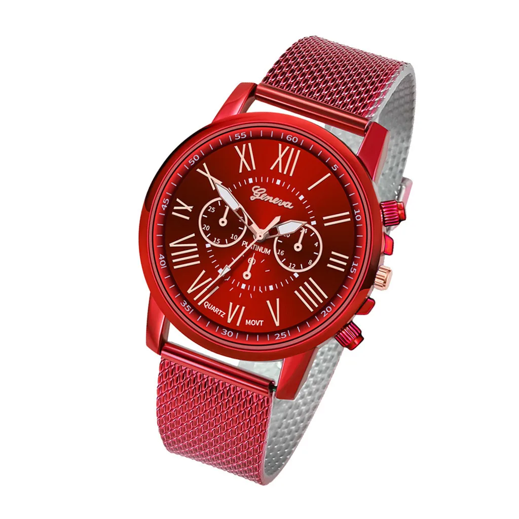 Red Relogio Feminino,, известный бренд, роскошные часы для женщин, браслет из нержавеющей стали, аналоговые кварцевые круглые наручные часы, женские часы - Цвет: Red
