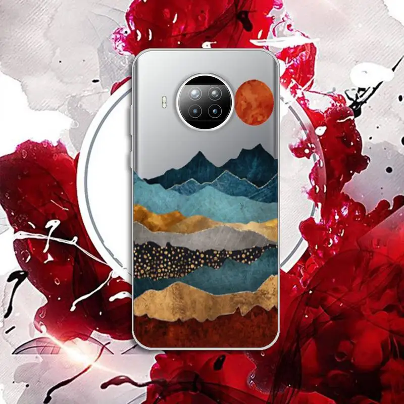 

Mountain Marble Moon Phone Case Transparent for Xiaomi mi Redmi note 10 t 8 9 pro lite 11 Samsung S 8 9 10 20 plus ultra
