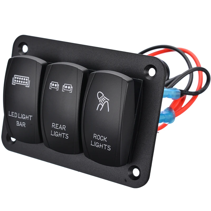 3 Gang кулисный переключатель Панель 12V 24V ON/Off Управление синий светодиодный