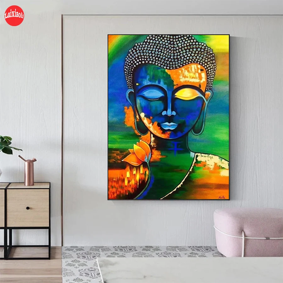 

Алмазная живопись, абстрактное искусство, красочная религиозная статуя Будды, алмазная вышивка, квадратные/круглые пазлы, подарки для