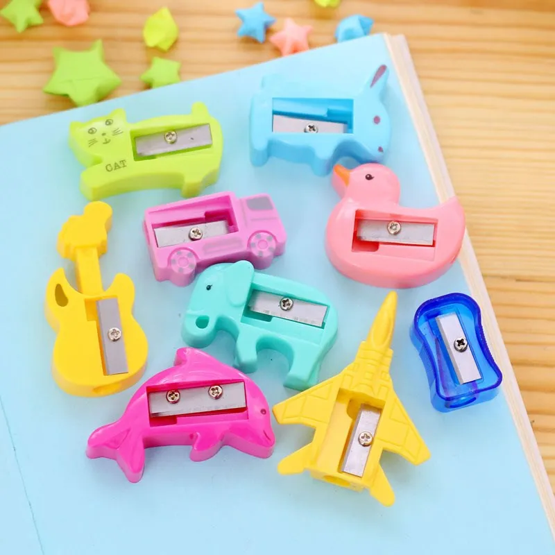 

8PCS Cute Cartoon Stationery Cat and Duck Plastic Pencil Sharpeners Animal Pencil Sharpener for Kids Student School Gift