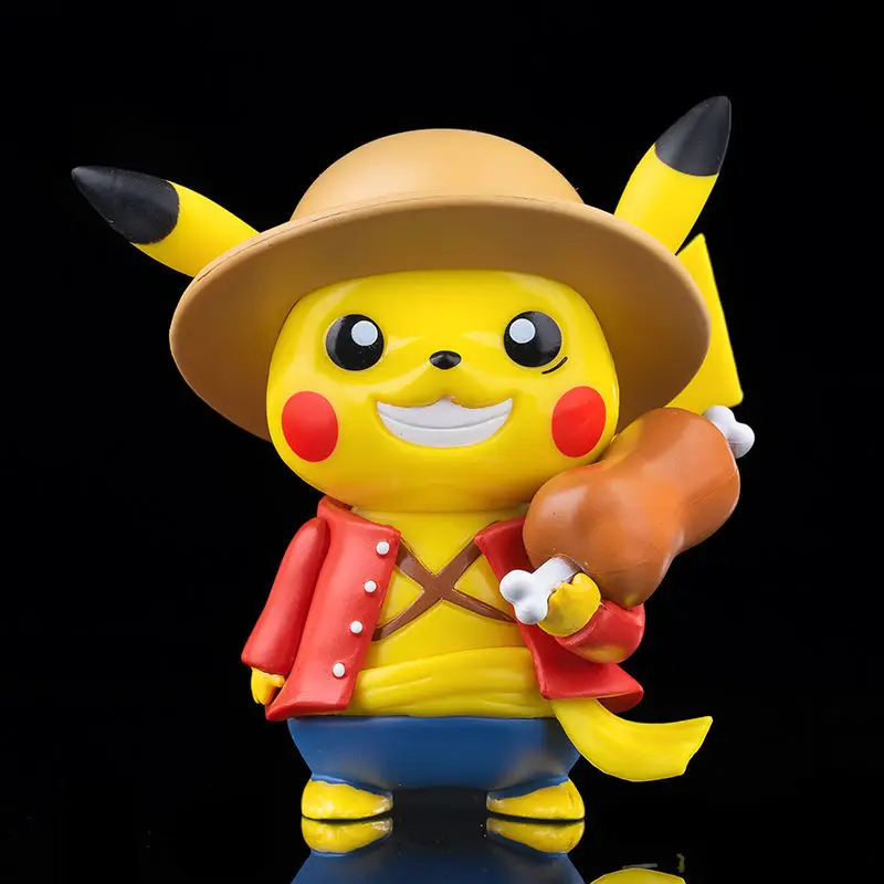 

PVC 10cm Pokémon Anime Figure Pikachu Cosplay Monkey D. Luffy Kawaii Children Toys Room Decoration Christmas Gift