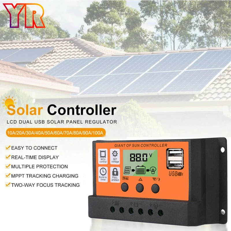 

MPPT Solar Charge Controller LCD Display 10A 20A 30A Auto LCD Screen Dual USB Solar Panel Regulator Solar Cell Kit Panel Plate