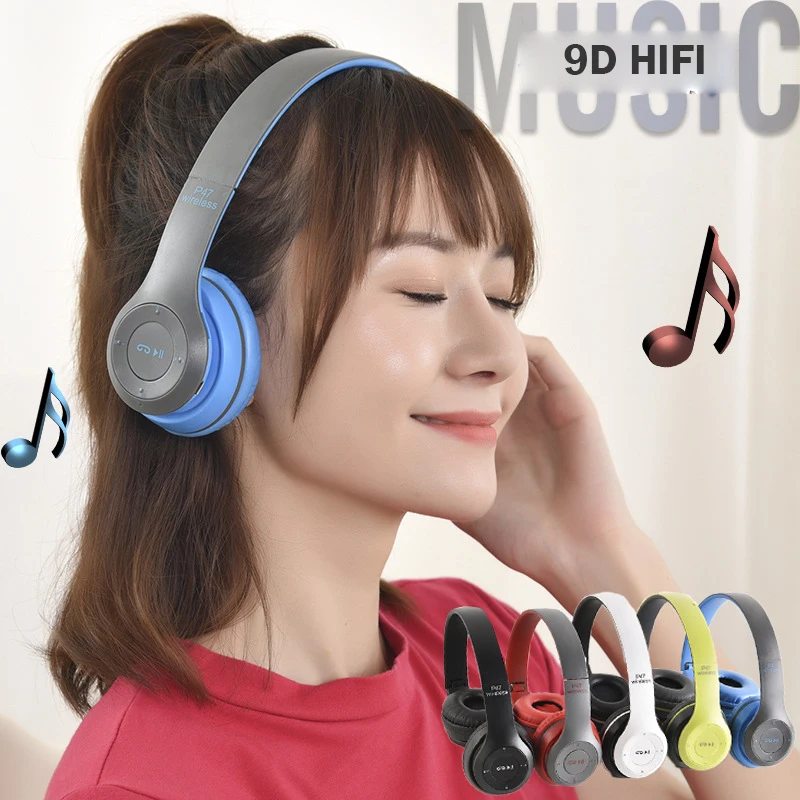 

P47 Wireless Bluetooth 5.0 Headphones 9D HiFi Folding headphone 3.5mm Wired HIFI Bass Music Headsets With Mic Handsfree headset