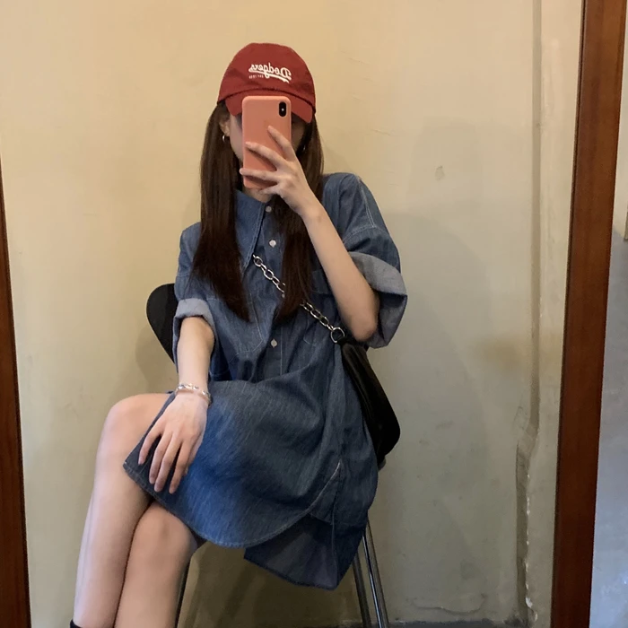 

2021 summer fat MM plus size shirt jacket thin design niche irregular loose denim top