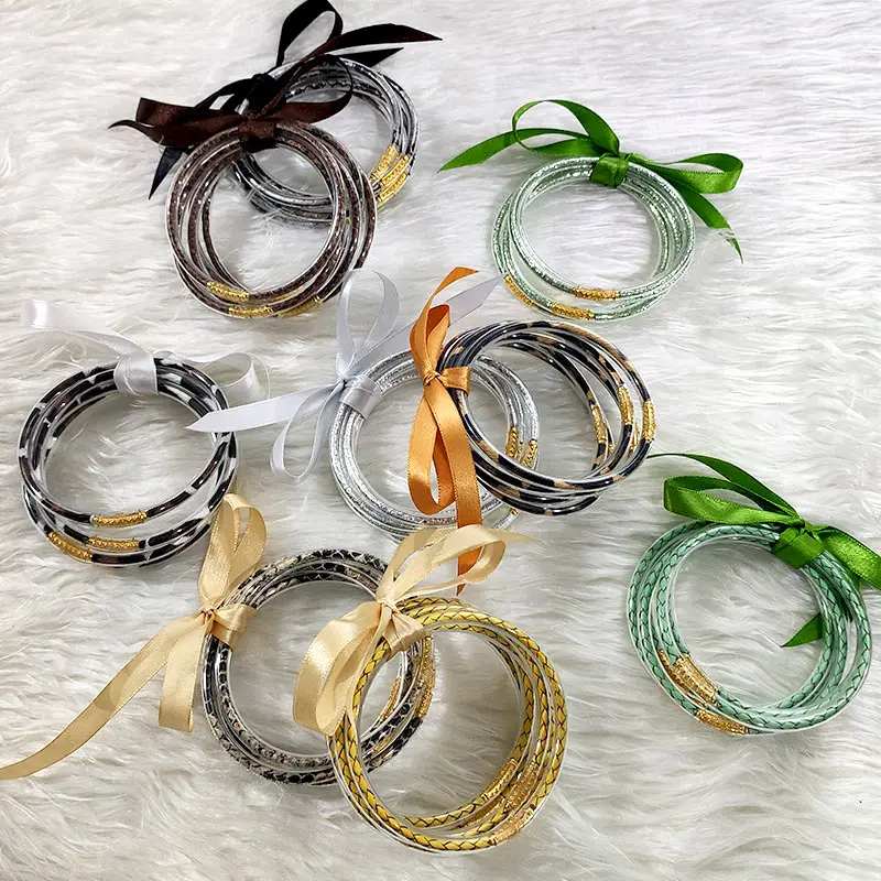 Женские браслеты с бантиком JJFOUCS из змеиной кожи леопардовым принтом силиконовые