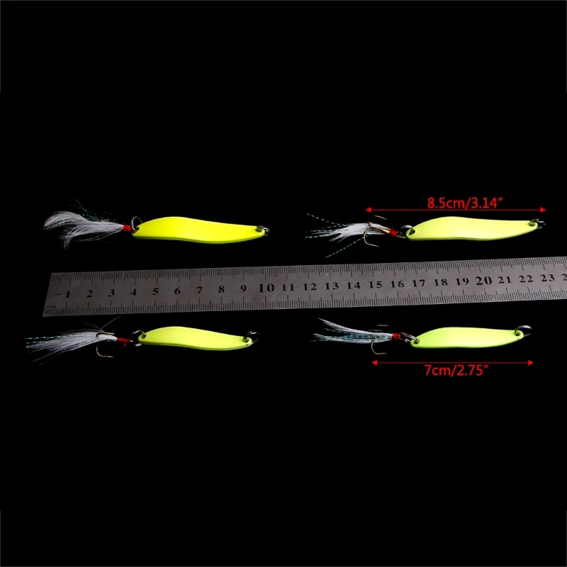 

Fishing Metal Luminous Baits Treble Hooks Sequins Lures Paillette Feather Tackle