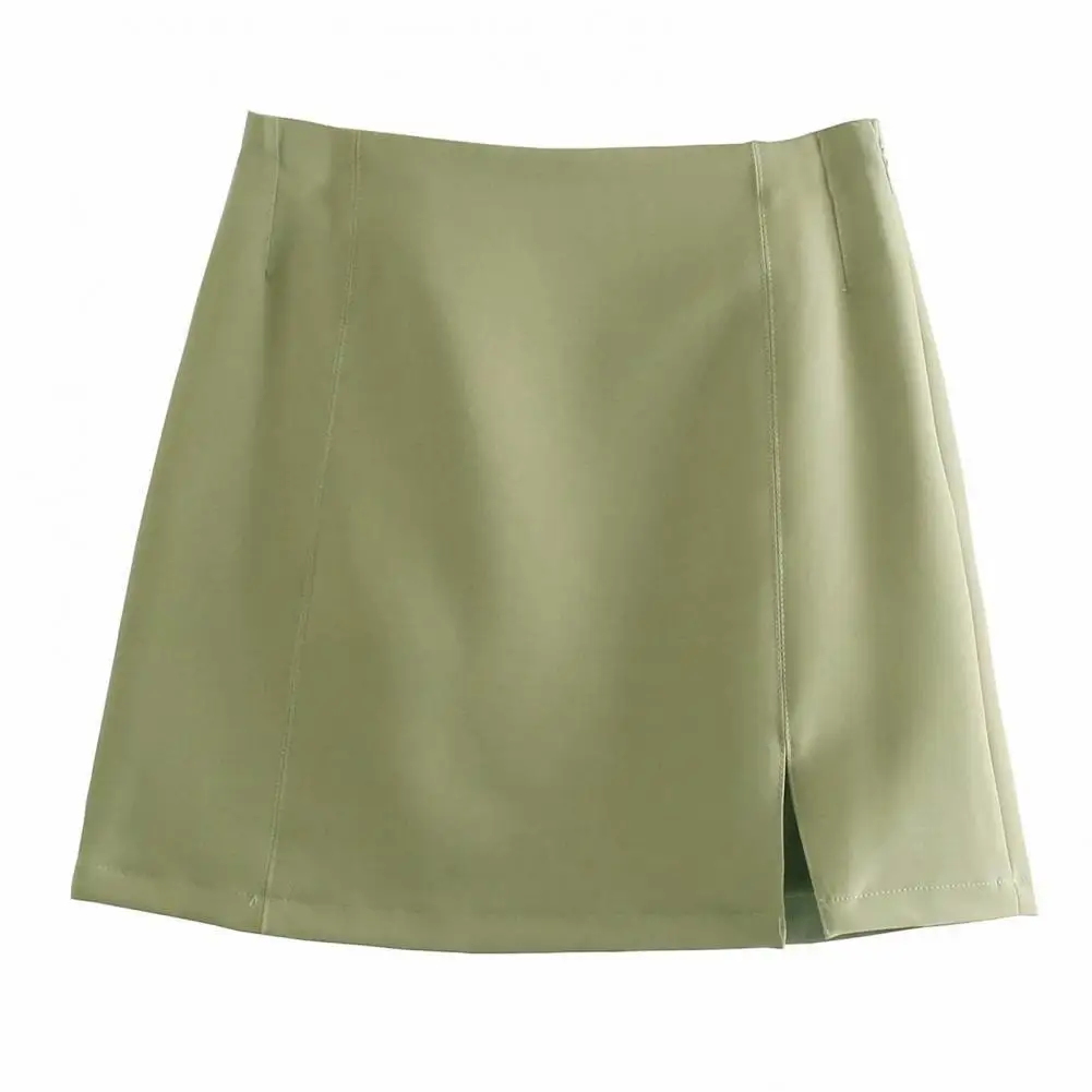 

Stylish Women Pencil Skirt High Waist Solid Color Office Skirt Female Side Split Zipper Closure Mini Skirt Streetwear for Summer