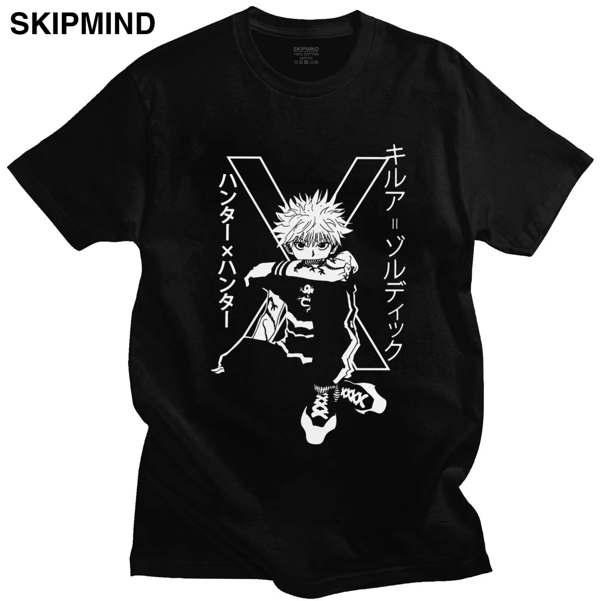 

Killua Zoldyck T Shirt for Men Pre-shrunk Cotton Handsome T-shirt Crew Neck Short Sleeve Hunter x Hunter Tee Slim Fit Clothing
