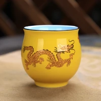 ceramic creative chinese traditional royal dragon pattern double wall teacup procelain tea cups retro tea bowl kung fu drinkware