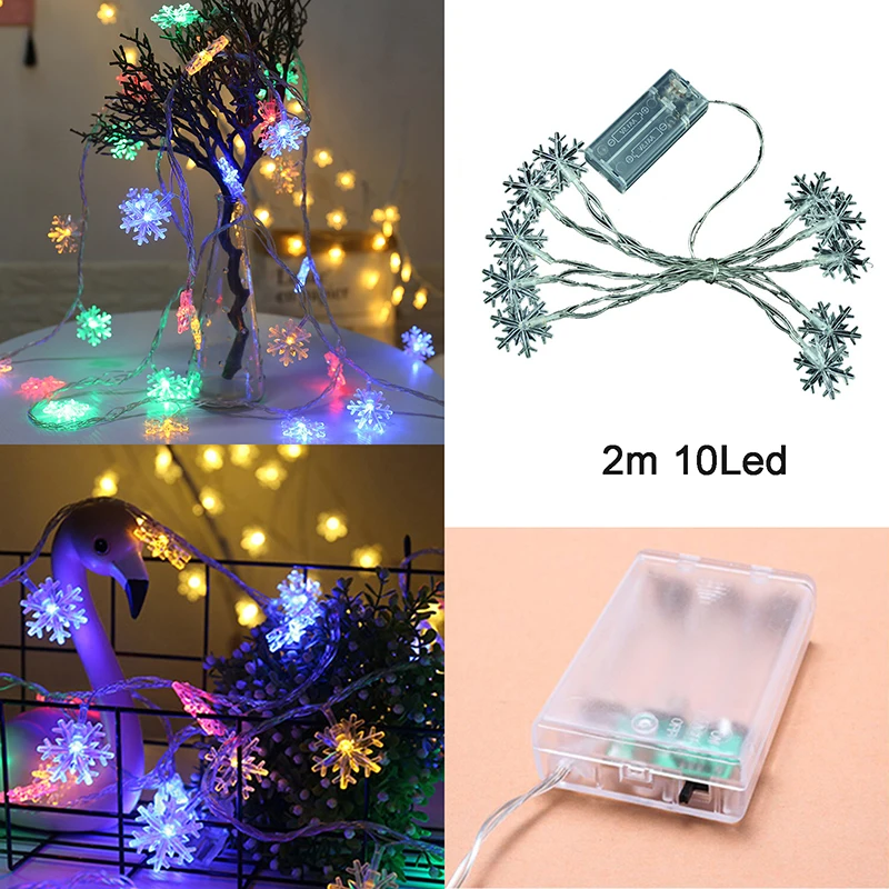 Color 2m 10 Lights Украшения для рождественской елки, 1 шт., 2,5 метров, снежинка/звезда, цепь, ленты, ткань, сделай сам, украшения для рождественской елки, декор для рождественской елки - Цвет: Color 2m 10 Lights