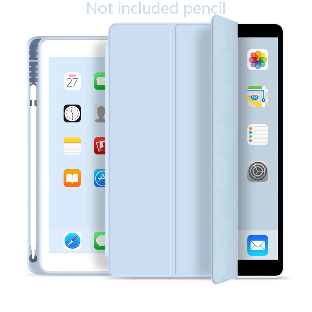 With Pencil Holder Case For iPad AIR 3 10.5 A2153 A2123 A2152 A2154 Soft Silicone PU Smart Cover Auto Wake Protective Shell