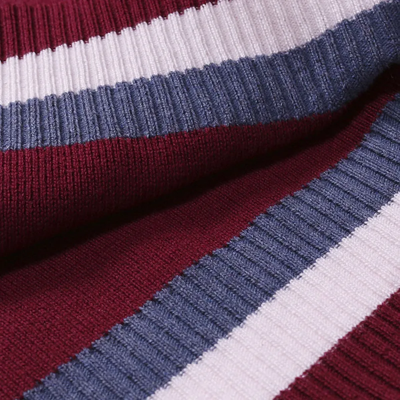 

Men's Casual Cotton Striped Sweater Pullover Men's Autumn Winter New Fashion Round Collar Curled Casual Sweater Knit Men Q6324