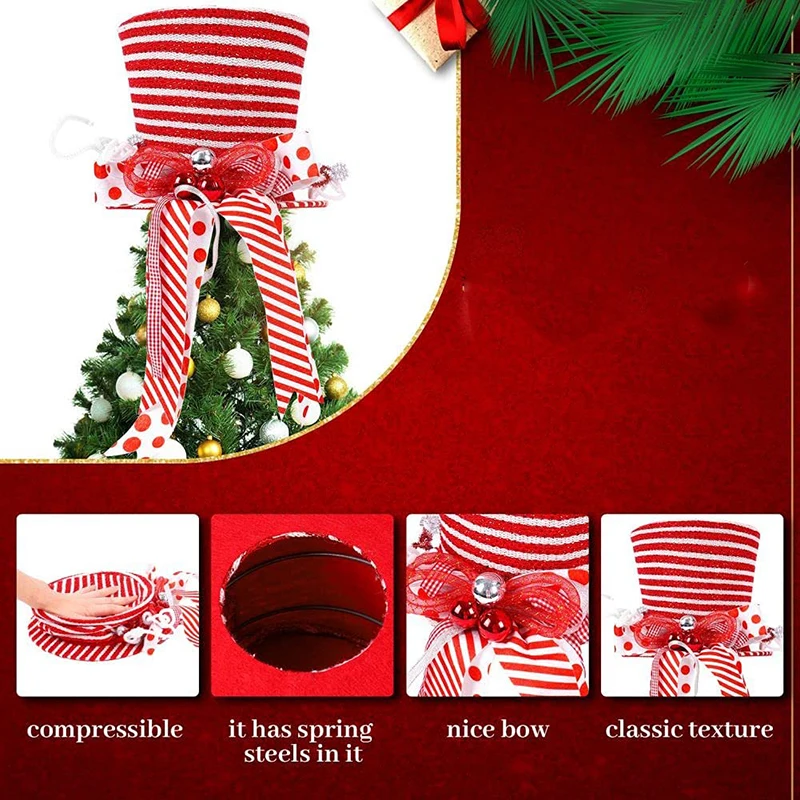 

Топпер для рождественской елки с классическими полосками и лентой с бантом