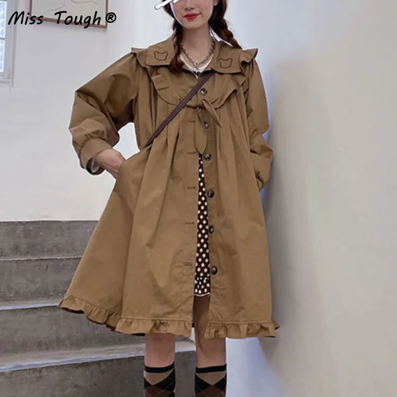 

Autumn Kawaii Lolita Trench Coat Women Vintage Warm Long Outwear Coats Female Casual Sweet Japanese Style Winter Jacket 2021 New