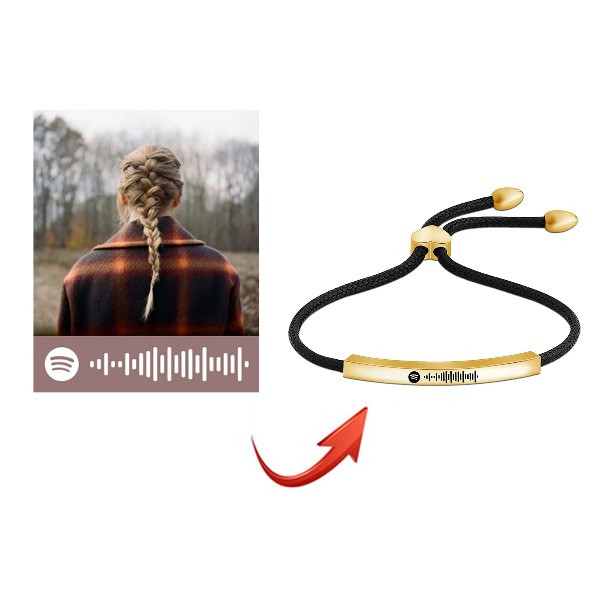 

Custom Music Spotify Scan Code Bracelet Women Men Handmade Rope Adjustable Braided Bracelets Personalized Song Code Jewelry Gift