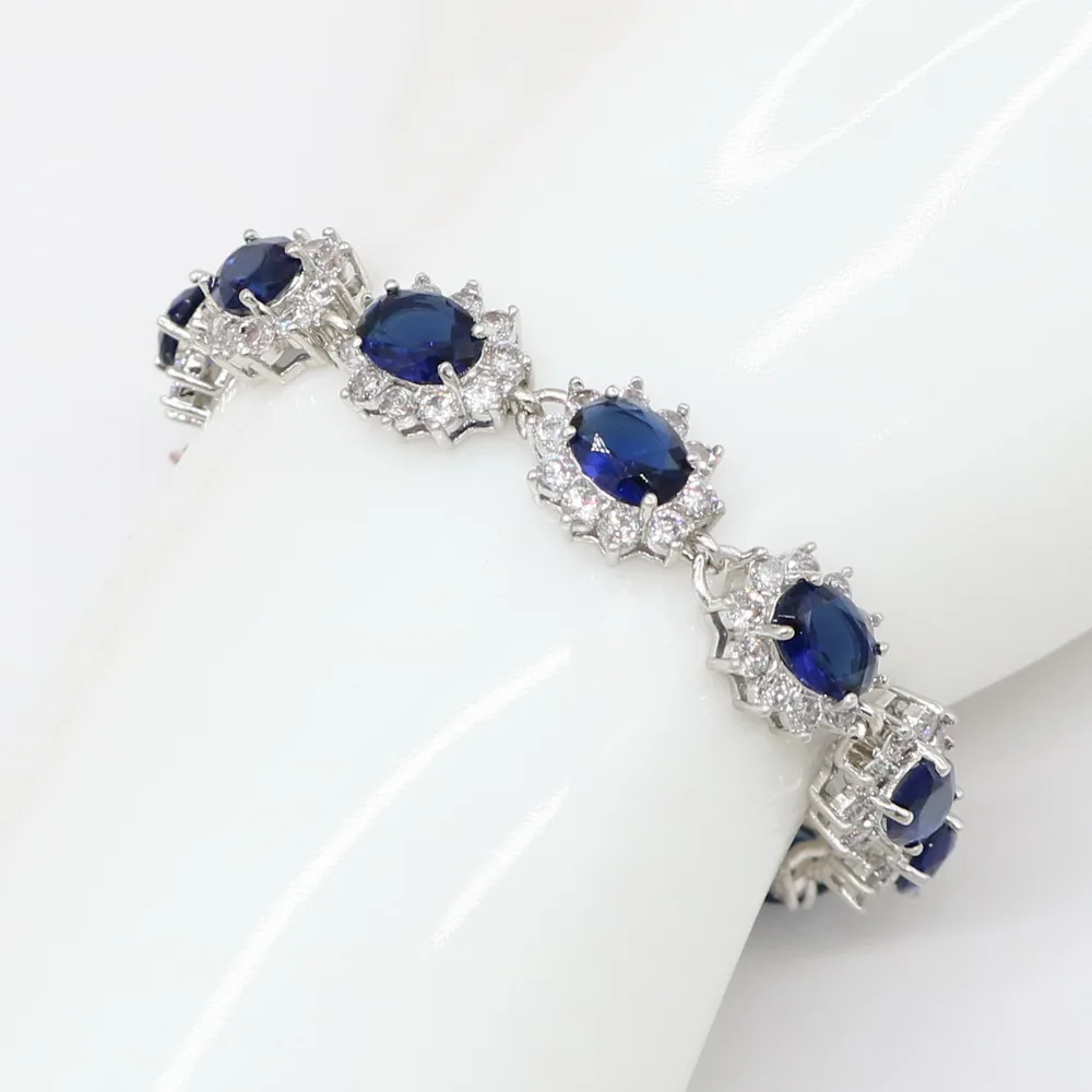 Высокое качество красивый круглый в форме багета с фианитом синий Модный